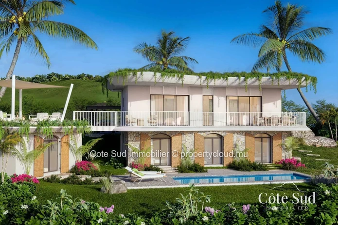 À vendre : villa bioclimatique de luxe en construction - Vue sur le lagon
